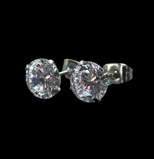 silver round cut earrings