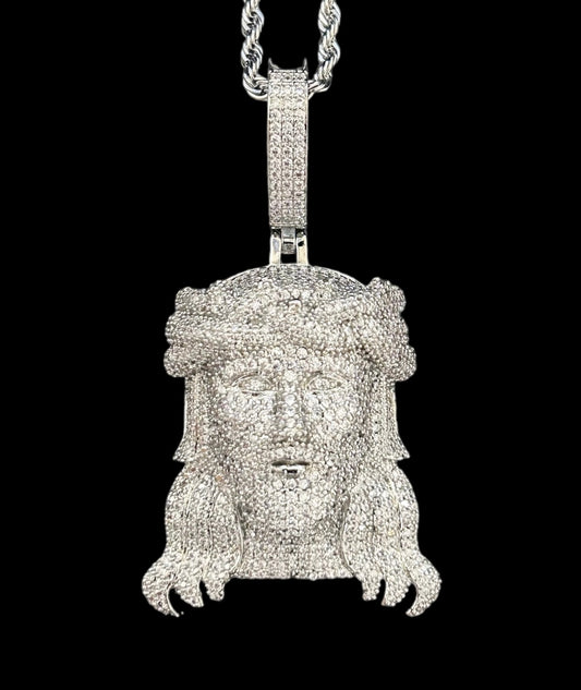 silver christ jesus necklace