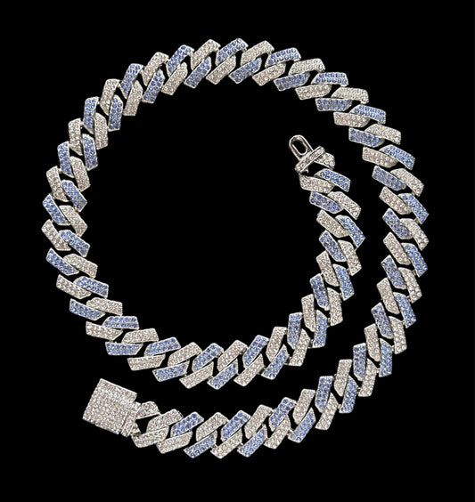 Silver and blue prong chain necklace