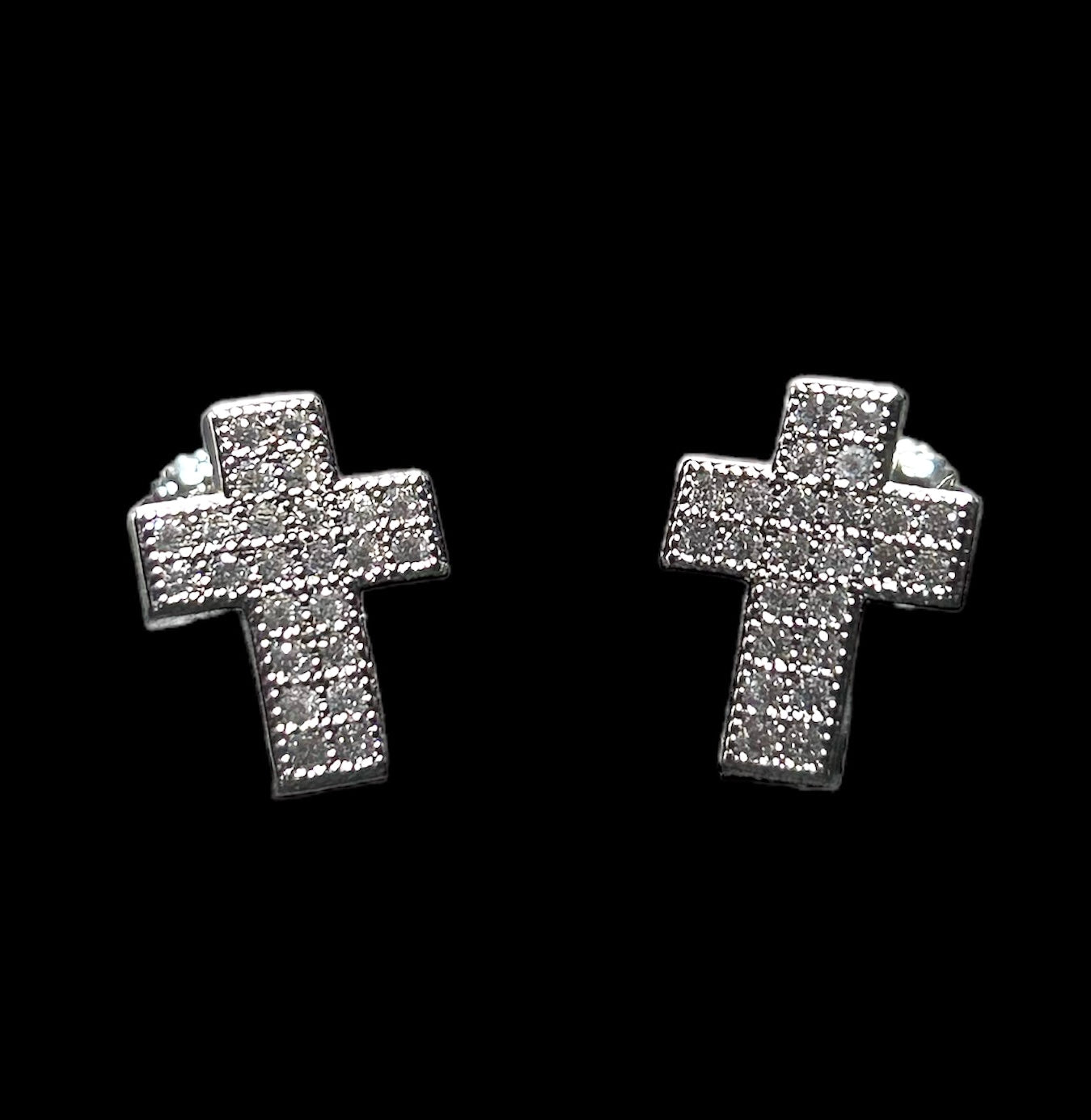 silver cross earrings