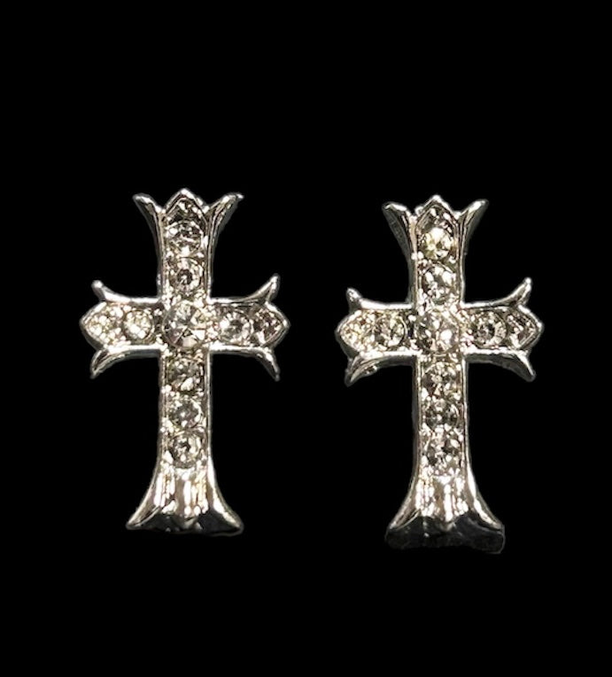 silver cross earrings