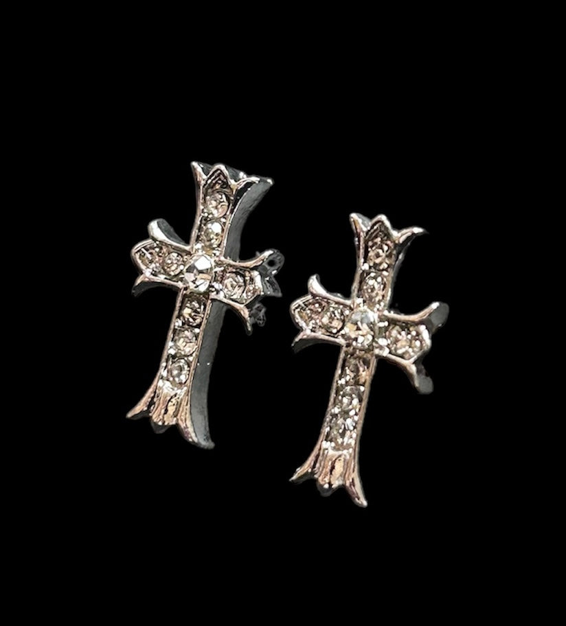 silver cross earrings