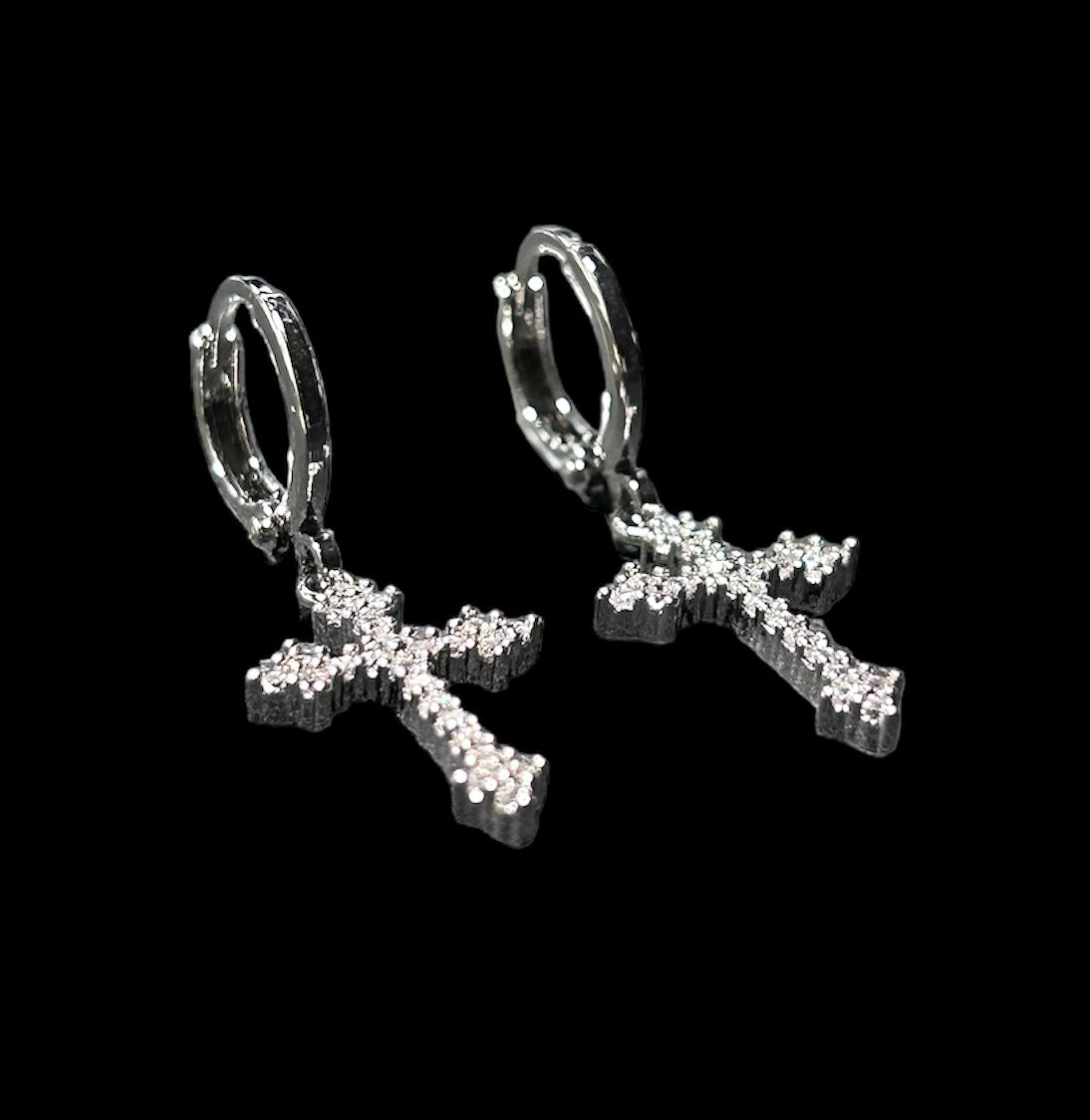 silver cross earrings