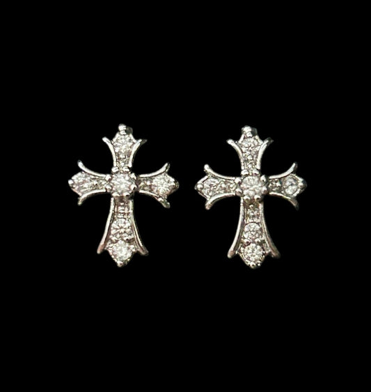 silver cross earrings