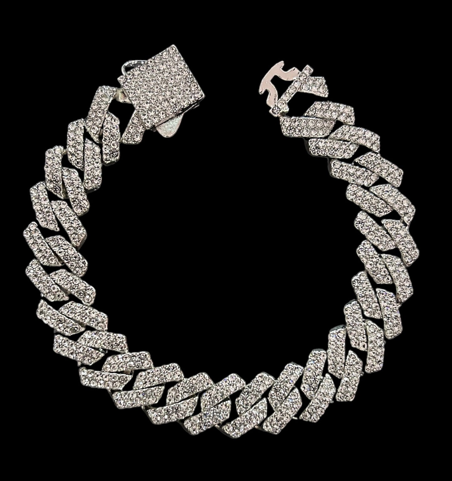 silver prong chain bracelet 