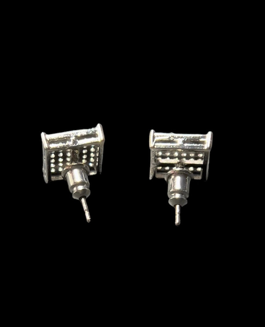 silver square earrings