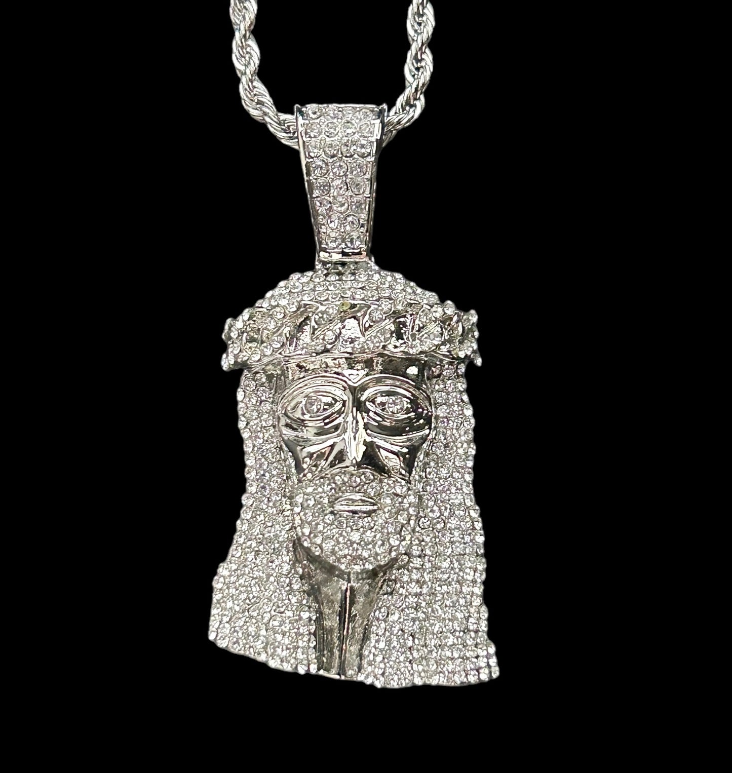 silver christ jesus necklace