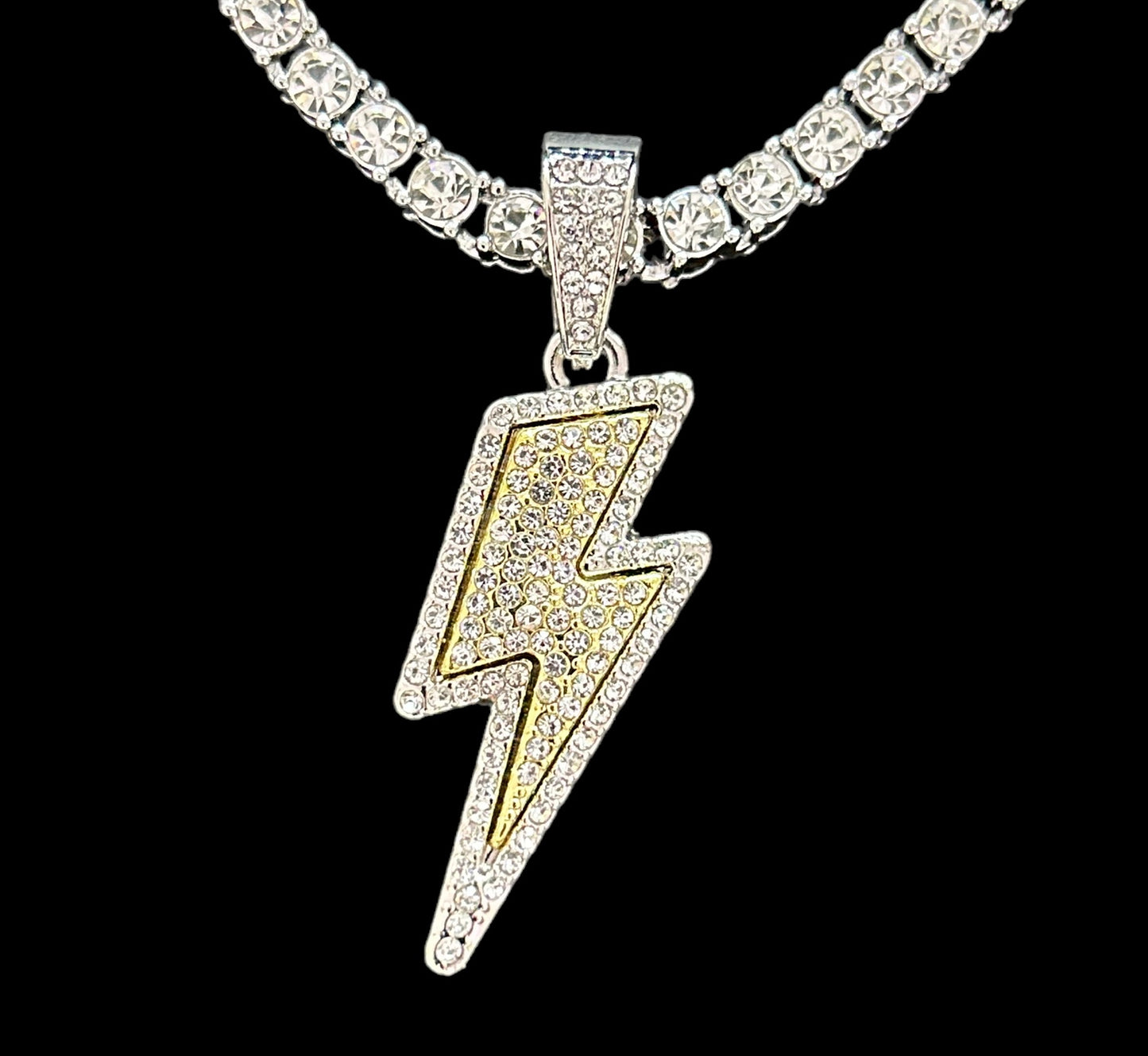 Silver lightning tennis chain necklace