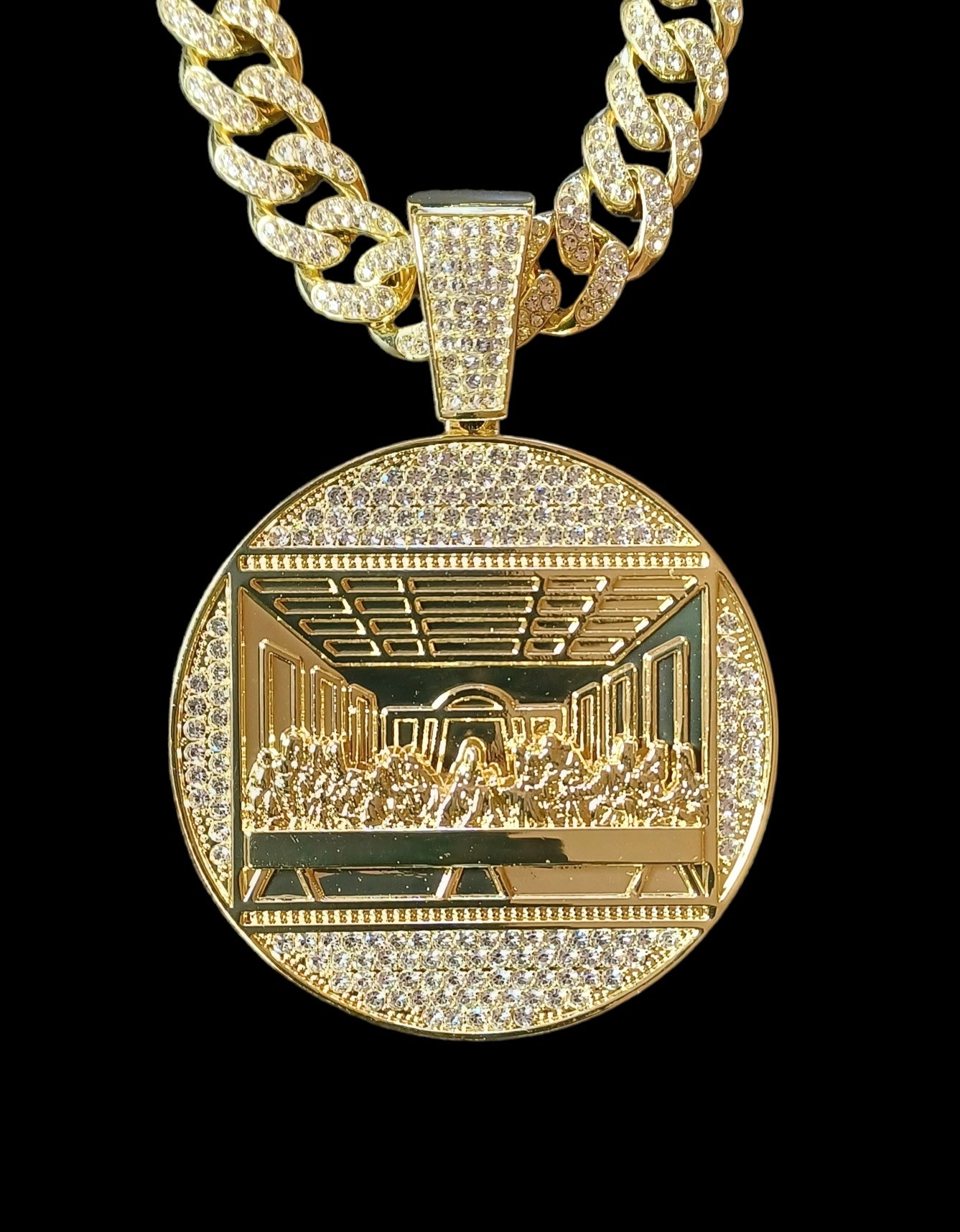 Gold Last Supper Miami Cuban Chain Necklace