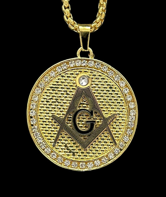 gold masonic coin necklace