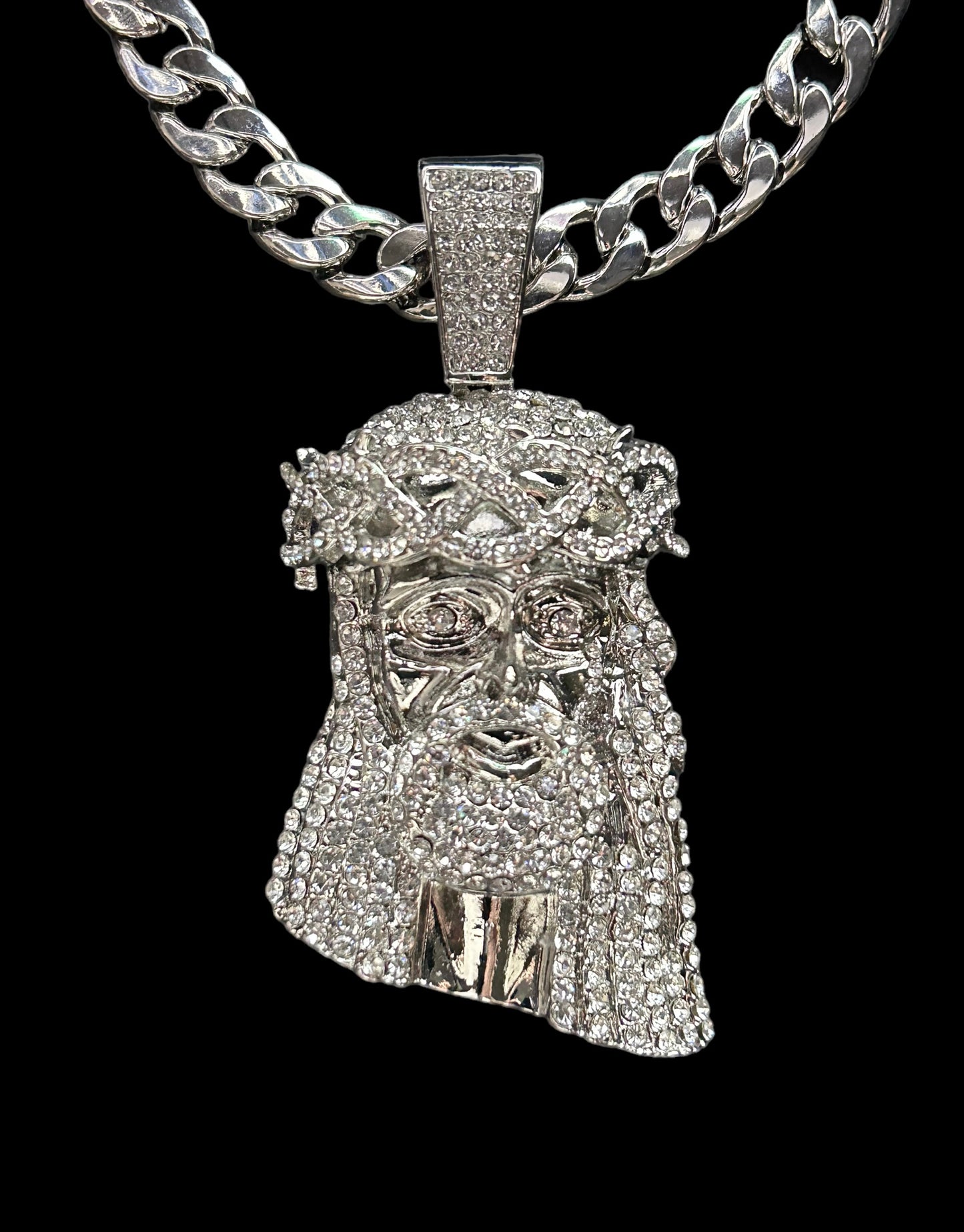 silver christ jesus necklace