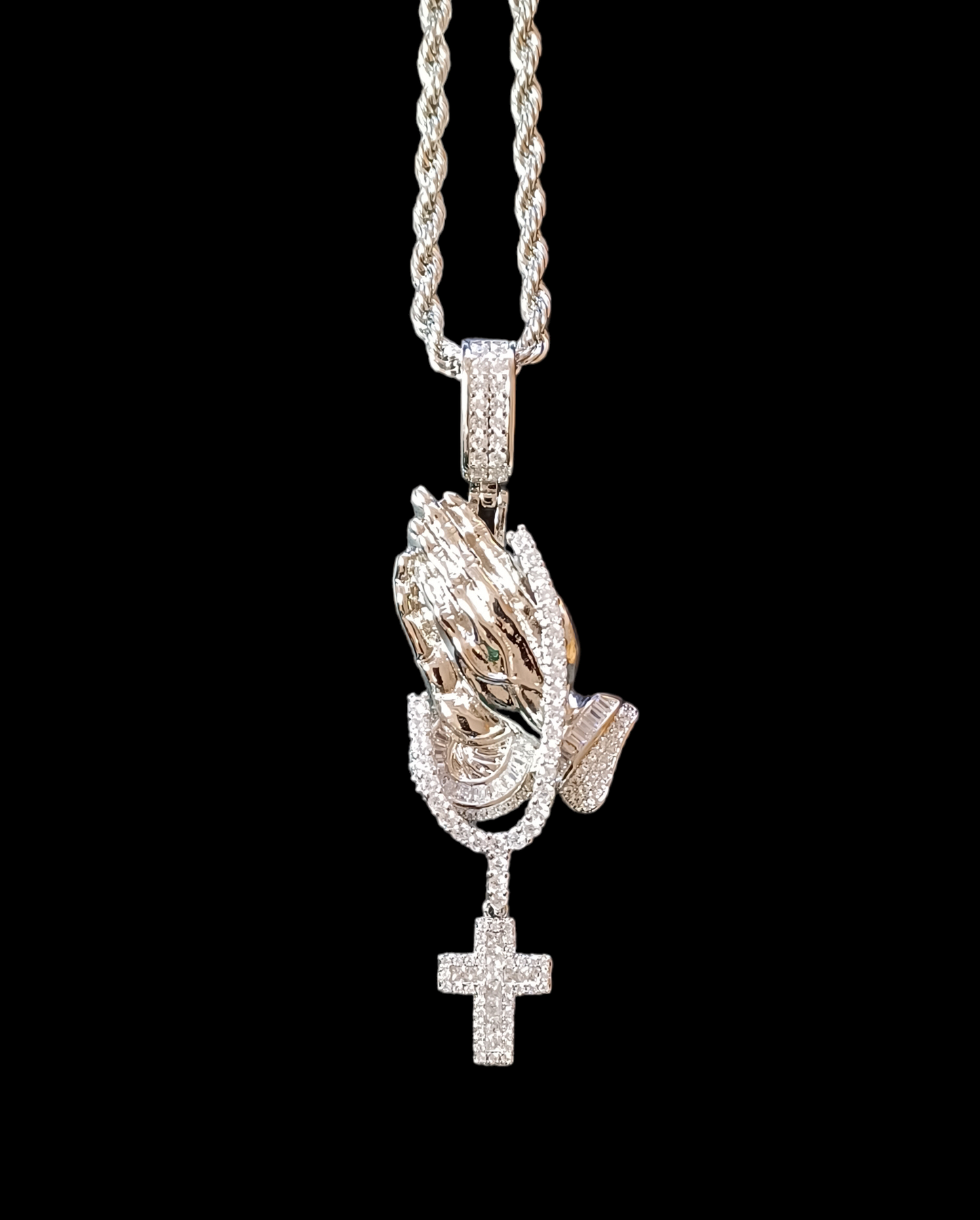 Silver Gassho Christ Necklace